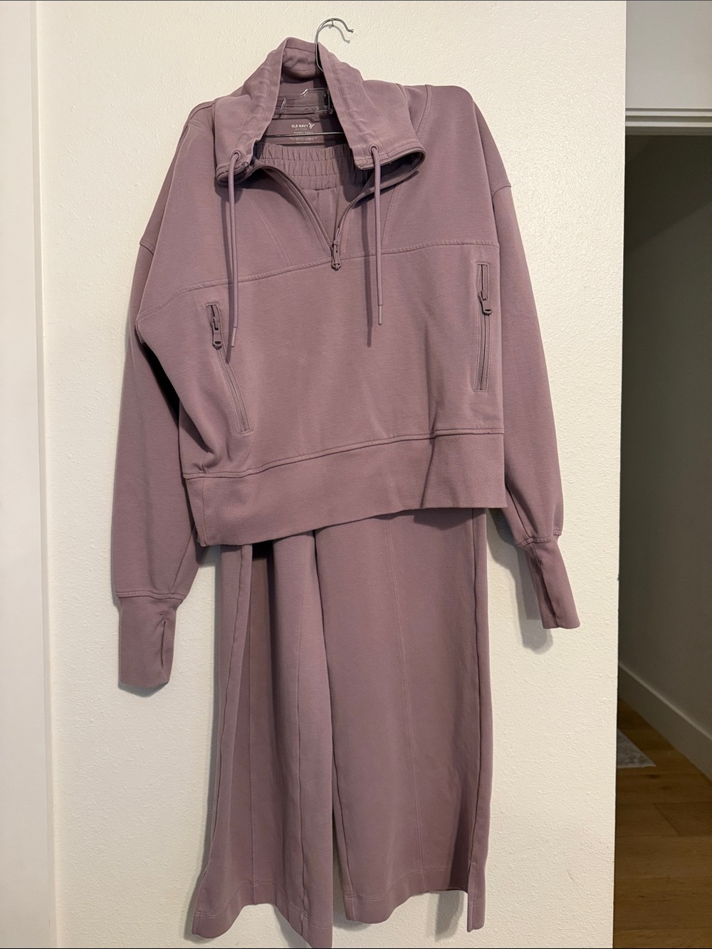 Old Navy Mauve Wide-Leg Jogger Set with Half-Zip Pullover